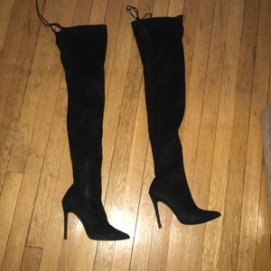 Over the Knee Black Heels